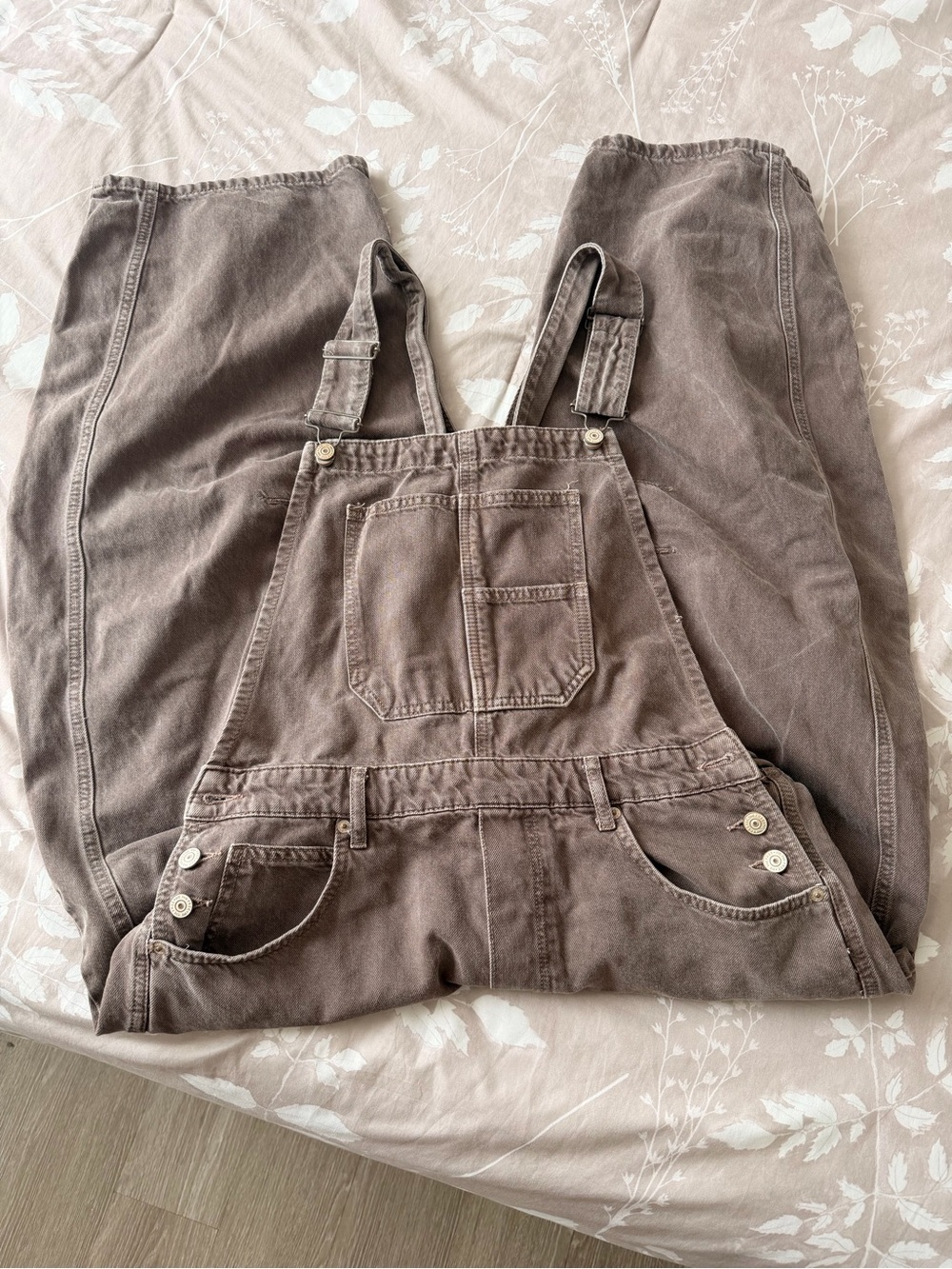 Free People Brown barrel Overalls